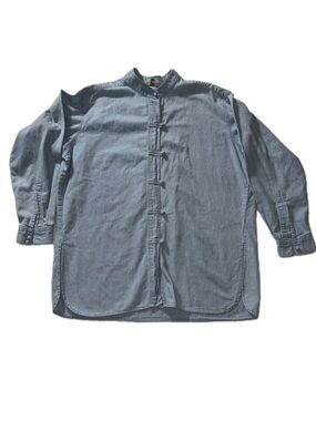 J. Jill Light Blue Button-Up Shirt with Mandarin Collar